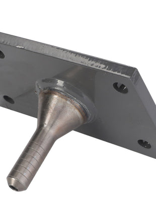 The AGCO Bracket - D28480081 is a metal bracket featuring a cylindrical protrusion and four mounting holes. No current product description information is available.