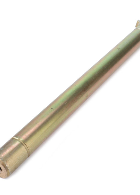 The AGCO | Pin - Acp0324100 is a cylindrical metal rod featuring a threaded hole at one end and two small perpendicular extensions at the opposite end.
