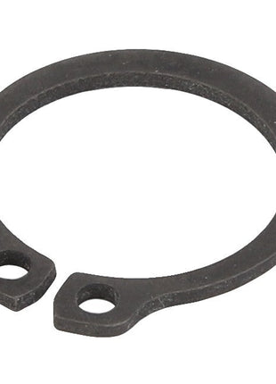 An image of the AGCO | CIRCLIP - D42501600, a black circular snap ring with two small holes at one end. No current product description information is available.