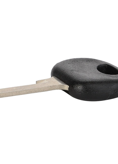 The AGCO Ignition Key - D45060040 is a metal car key with a black plastic handle, featuring a hole for attachment. Product description information is currently unavailable.