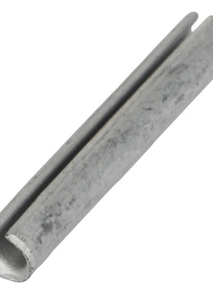 An AGCO | Split Pin - 63107, characterized by its sleek metal design, rests horizontally on a pristine white surface.