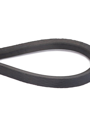 A close-up of a black rubber belt looped in the form of a teardrop, likely an AGCO Drive Belt, Exhaust Fan Aspirator - D41939300, designed to meet machine specifications and ensure optimal performance.