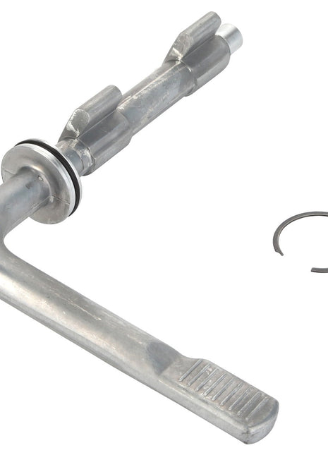 A metal locking latch bolt handle with an attached washer and a separate retaining ring on a plain background. This is the AGCO Lever Kit - Acp0564990 from AGCO. No current product description available.