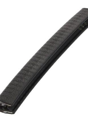 Introducing the AGCO | Gasket - Acw0433580: a black, textured rubber weatherstrip featuring an adhesive backing and a curved profile, perfect for all your sealing needs.