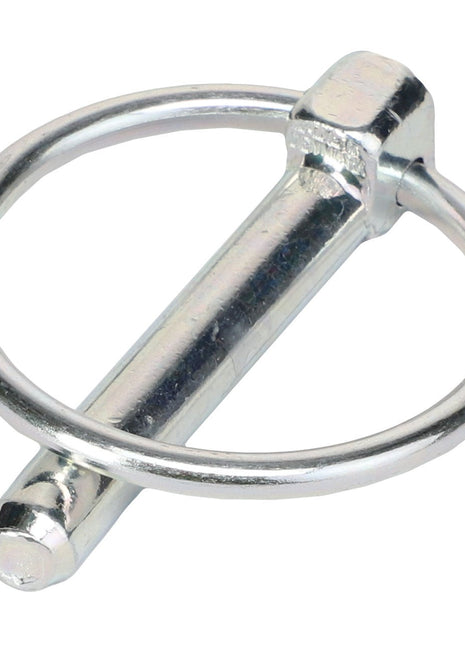 The AGCO PIN - AL5017002 is a metal quick-release pin featuring a circular ring for secure locking, commonly used to attach components in machinery or equipment.