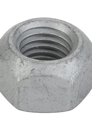 A close-up of the AGCO Hex Top Lock Nut - Acw9159630, highlighting its threaded interior and precise craftsmanship. No current product description information is available.