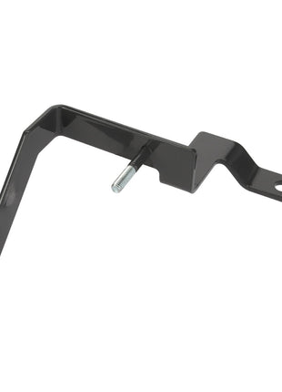 The AGCO Bracket - Acw351983B is a black metal bracket that comes with an attached bolt and a hole for mounting.