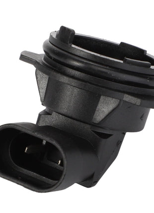 Close-up of the AGCO Lamp Socket, model F334900160020, showcasing its sleek black cylindrical body and a two-prong electrical connector.