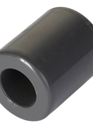 A cylindrical gray plastic bushing with a hollow center, identified as the AGCO | SPACER - 300830P, is depicted against a white background. If you have any questions about ordering similar components, please contact our support team for assistance.