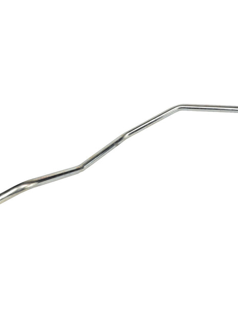 The AGCO Pipe - Acw1995940 is a metal brake line with an angled design, equipped with threaded connectors on both ends for secure and precise installation.