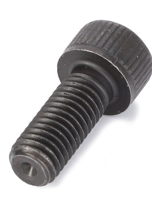 Close-up image of the AGCO Hex Socket Screw - Va021409, featuring a black metal bolt with a knurled head and threaded body, placed on a white background.