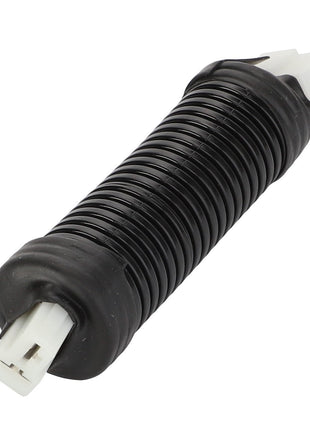 The AGCO Resistor - D28782727 is a coiled black plastic component with connectors at both ends, essential for operating safety. As part of AGCO Parts Genuine Electrics, it ensures top-quality electrical performance.