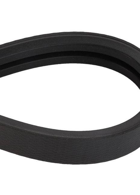 Close-up of the AGCO | BELT - D41992100, a black V-belt, slightly coiled, showcasing its grooved rubber texture. No current product description information is available.