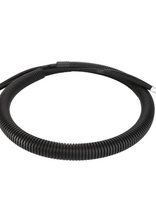 A coiled black corrugated hose with connectors on both ends, commonly used for plumbing or conduit applications, is the AGCO Coolant Line - Acw1049350 by AGCO.