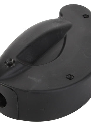 The AGCO | GRIP - D28981815 by AGCO is a black plastic object featuring a smooth, curved design with three screw holes visible on its surface. Currently, no product description information is available for this item.