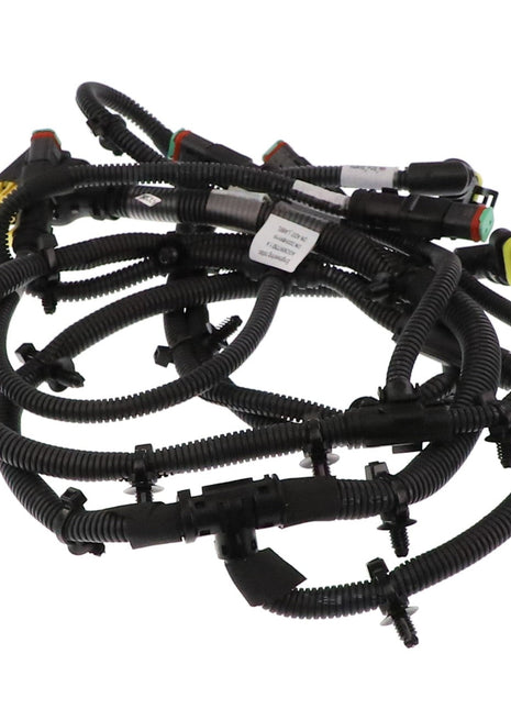 Introducing the AGCO Harness - Acw9097750, a coiled automotive wiring harness complete with various connectors and clips, meticulously designed for vehicle electrical systems. Brought to you by the trusted brand AGCO.