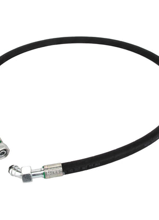 The AGCO Hose - Acw5101130 is a black hydraulic hose featuring metal connectors on both ends, coiled in a partial circle. This serves as our placeholder for the No Current Product Description section.
