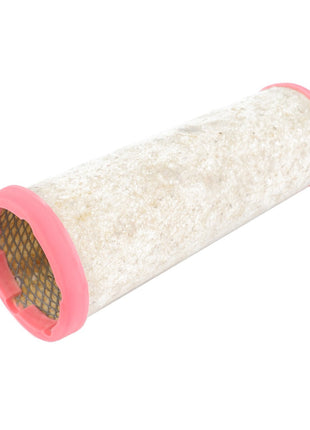 The AGCO | Engine Air Filter Cartridge - 6211382M1 features a cylindrical design with pink rubber ends and a textured, off-white surface, engineered for superior filtration efficiency and optimal engine protection.