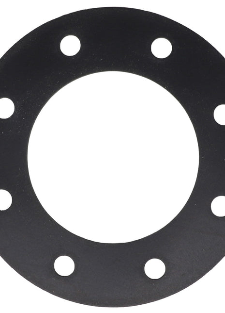 The AGCO GASKET - AG261162, a black metal circular flange with eight evenly spaced holes around the perimeter, is on offer; however, no current product description information is available.