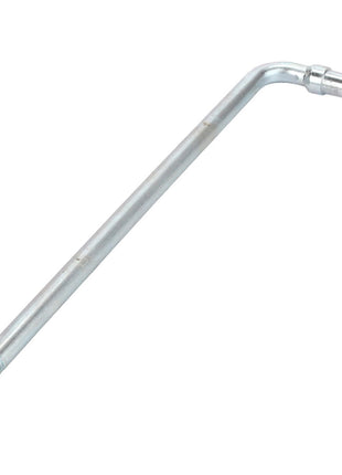 The AGCO | LEVER - D28250327 is a metal L-shaped rod featuring a threaded end and a smooth, slightly tapered opposite end. No further product description information is available currently.