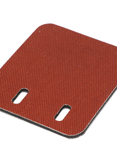 The AGCO Inner Seal - Acx2545980 is a rectangular red sandpaper featuring two elongated holes near one edge, making it perfect for various sanding tasks. This product's distinctive design and functionality make it an excellent choice for both DIY enthusiasts and professionals.
