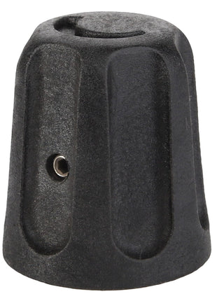 No current product description available for the AGCO | Knob - Acp0348770, a black plastic control knob with a set screw hole, typically used on electronic devices or appliances for adjusting settings.