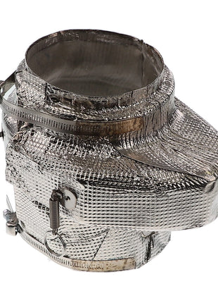 The AGCO | Insulation - Acw5333780, featuring a silver finish with metal zippers and fasteners, is meticulously designed by AGCO for optimal thermal protection and insulation of piping systems.