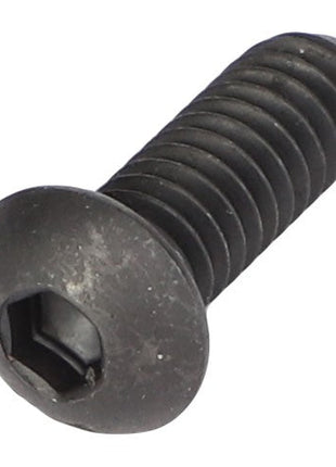 An AGCO black button head screw (Model: AG515457) with a threaded body and a round head lies against a white background.