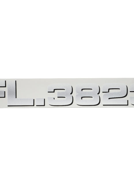 Silver alphanumeric AGCO decal, model number Acp0298610, displaying "FL.3823" against a plain white background, showcasing its simplicity and elegance.