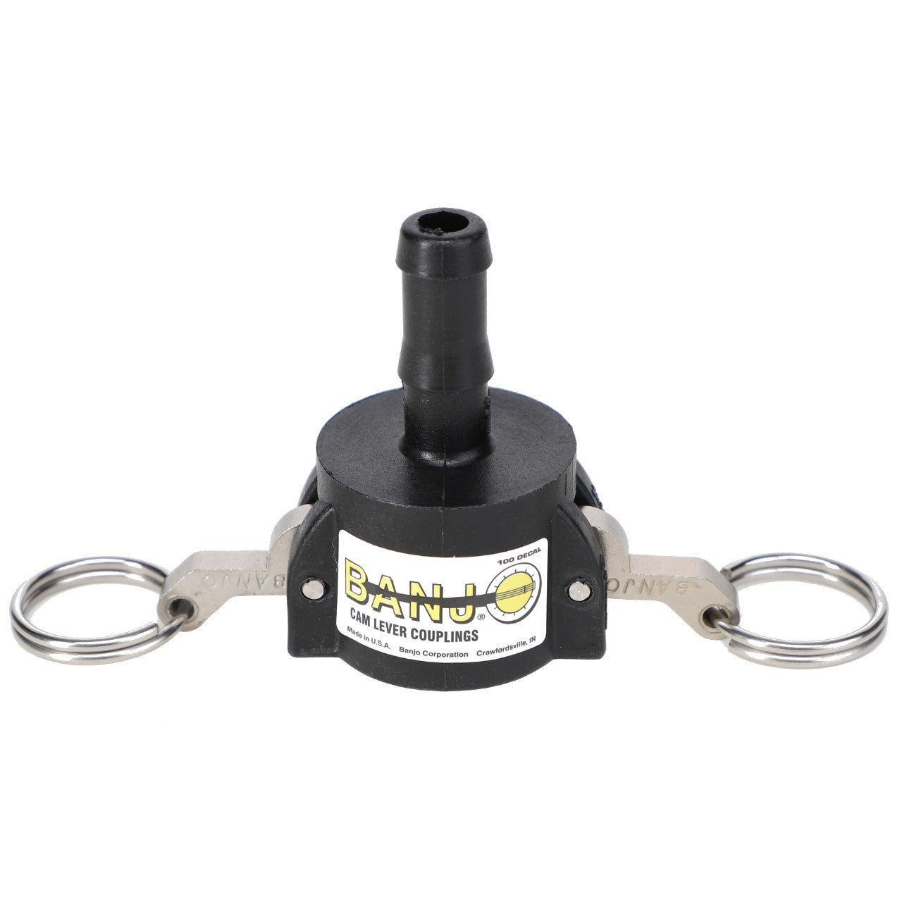 A black AGCO coupler with metal rings on each side, labeled "AGCO" and "Coupler - AG000816." Have questions before ordering? Feel free to contact support for more details.