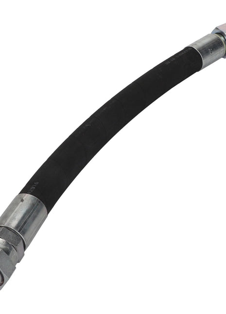 An AGCO Hydraulic Hose - Acw1542160, a flexible black rubber hose with metallic connectors on both ends. No current product description information is available.