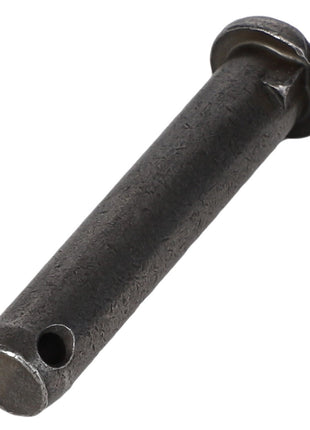 The AGCO | PIN - AG707250 is a metal cylindrical pin featuring a hole near one end and a flattened part at the other end. Further product description information is currently unavailable.