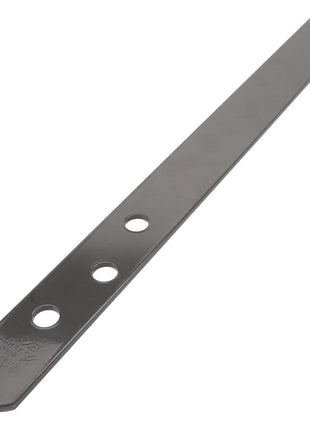 The AGCO | Flat Spring - Fel15014109 is a metal flat bar featuring three round holes and two small end holes, designed for structural support or fastening applications.
