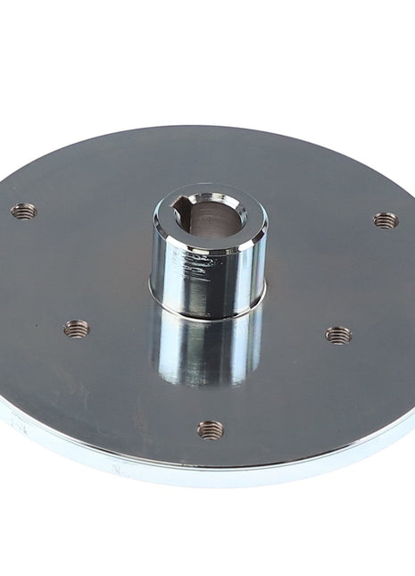 The AGCO | HUB - D49070008 is a round, metallic component featuring a central cylindrical protrusion and multiple small holes surrounding it. Please note that no current product description information is available.