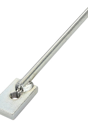 The AGCO | Tie Rod - La301865550 by AGCO features a metal threaded rod welded to a rectangular metal base with a central threaded hole.