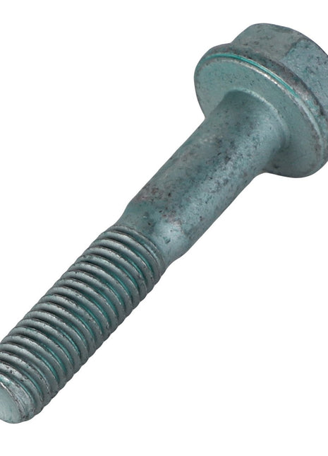 A close-up image of the AGCO | Hex Flange Capscrew - F530200210170, showcasing its defined threads on the lower half and a crisp hexagonal head on the top.