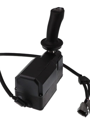 The AGCO | Joystick - Acx2441660 is a black joystick control lever equipped with attached wiring and connectors. Currently, no additional product description information is available.