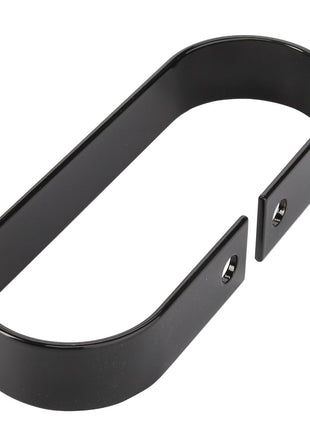 The AGCO Spring Press - Fel150927 is a black metal wall hook featuring an open-ended oval shape designed for mounting items, with two screw holes for secure attachment. No additional product description available.