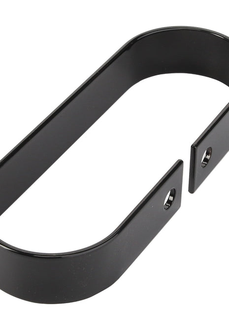 The AGCO Spring Press - Fel150927 is a black metal wall hook featuring an open-ended oval shape designed for mounting items, with two screw holes for secure attachment. No additional product description available.