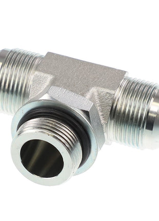 The AGCO | TEE - AG133438 is a metal T-shaped pipe fitting with three threaded ends, designed for joining three pipes together. This product is brought to you by the reputable brand, AGCO.