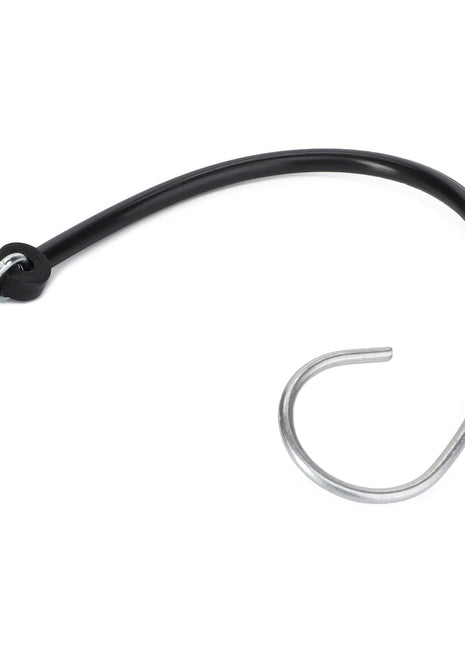 Introducing the AGCO | Cord - Fel111895: a reliable black bungee cord featuring sturdy metal hooks on each end. Brought to you by AGCO, ensuring durability and strength for your securing needs.