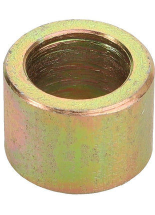 A close-up image of the AGCO | SPACER - ACY1537740, a cylindrical threaded metal spacer with a yellowish coating.