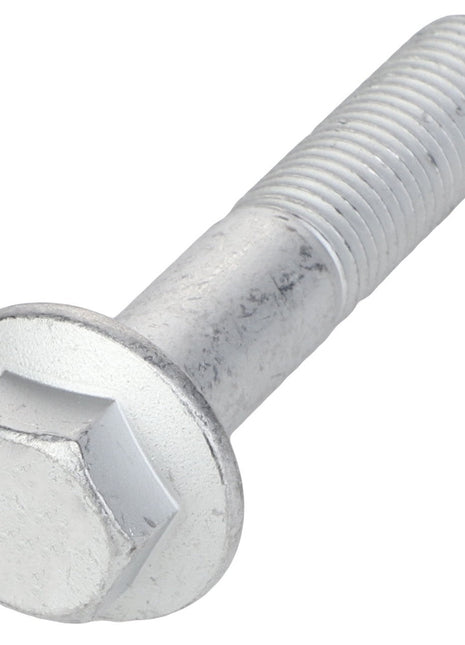 A close-up view of the AGCO Hex Flange Head Machine Screw - Acw1041070, featuring a hexagonal head with threads and made of durable metallic material.