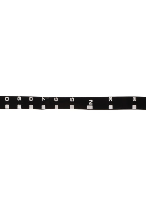A product named "DECAL - D49184800" by AGCO features a black tape measure segment marked with numeric increments from 0 to 12 and white square markers at each number. Please note that there is no additional product description available.
