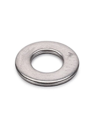 AGCO | WASHER - E105338: A compact, circular metal washer with a central hole, commonly utilized to distribute the load of a threaded fastener such as a screw or nut. No additional product description information is available at this time.