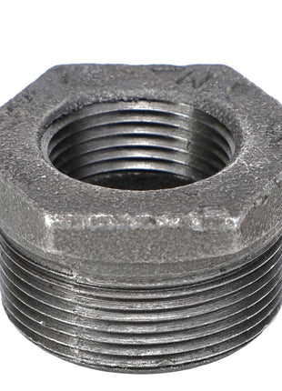 The AGCO BUSH - AG552291 by AGCO is a metal pipe reducer bushing featuring a hexagonal shape and threaded ends, available in a gray finish. No current product description information is available.