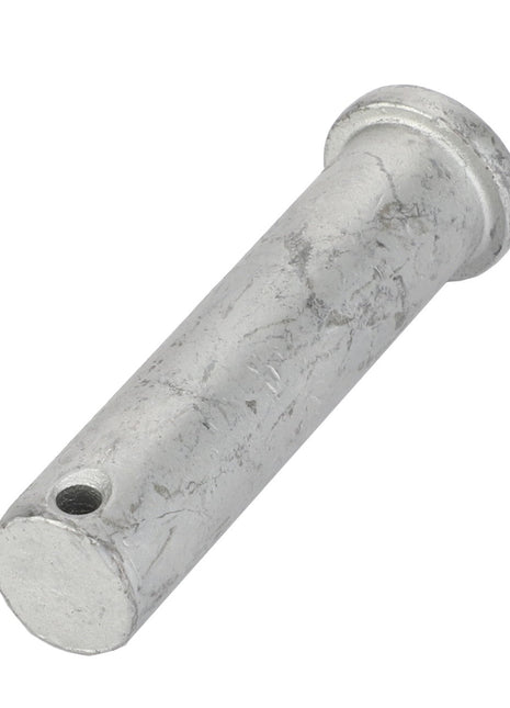 The AGCO Clevis Pin - 63495 is a 70mm cylindrical metal pin featuring a flat head and a small hole near the opposite end.