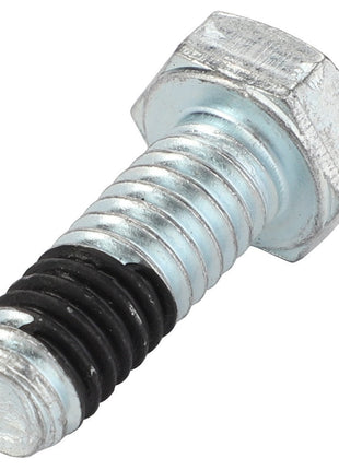 Close-up image of the AGCO | Hexagonal Head Bolt - Ag007657, featuring a metallic thread partially coated in black material, against a white background. No current product description available.