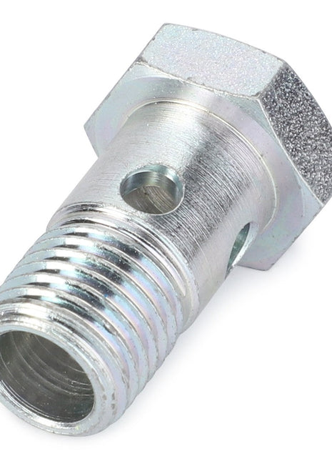 The AGCO Hex Head Bolt - 3790443M1 features a threaded body and a small hole through the side, making it suitable for various Fendt Models and Massey Ferguson Models.