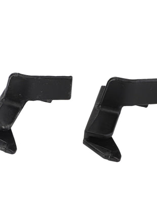 Two black metal brackets, named AGCO | Deflector - Acw1443350 by AGCO, are shown against a white background. They feature an angular design and appear to be used for mounting or support purposes. Currently, no product description information is available.